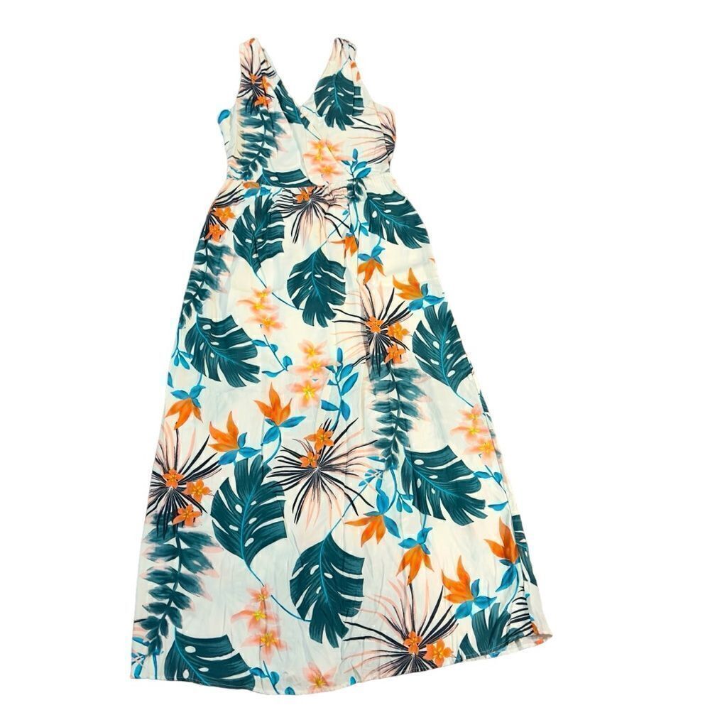 Gibson Latimer Color Green Palm Sleeveless Maxi Dress NWT XS